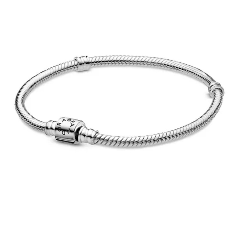 Pandora Sterling Silver Barrel Clasp Snake Chain Bracelet